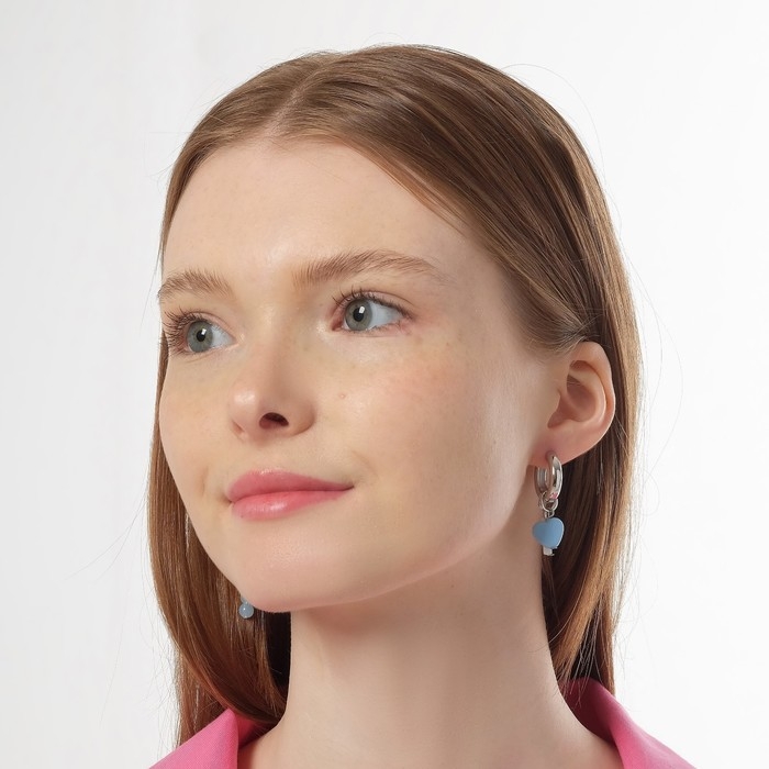 Серьги со съёмным элементом &laquo;Трансформер&raquo; крестик, цвет бело-голубой в серебре