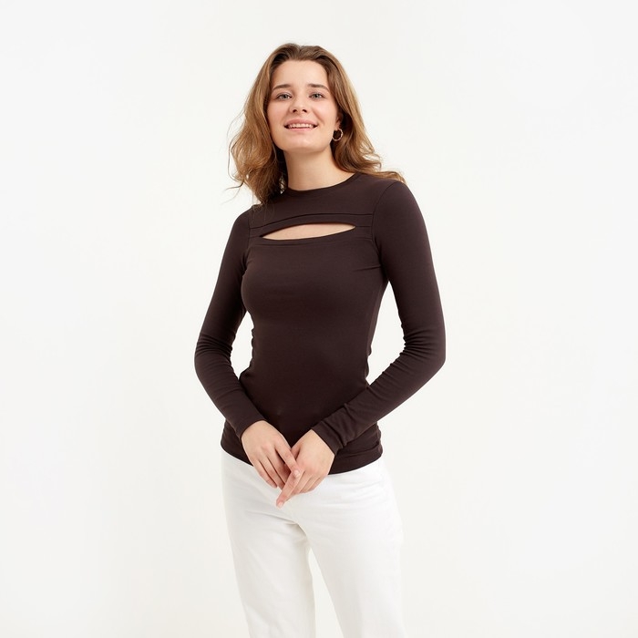 Лонгслив женский MINAKU: Basic line цвет шоколадный, р-р 42