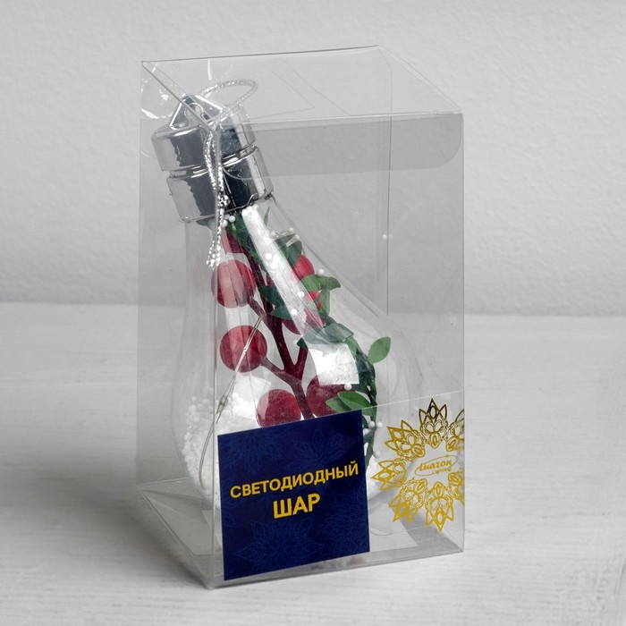 Ёлочный шар «Ягоды», батарейки, 5 LED, свечение белое Ёлочный шар «Ягоды», батарейки, 5 LED, свечение белое