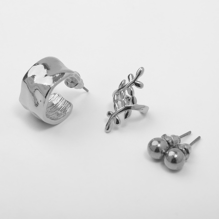 Набор серьги и каффы 4 шт &laquo;Нежность&raquo; композиция, цвет серебро