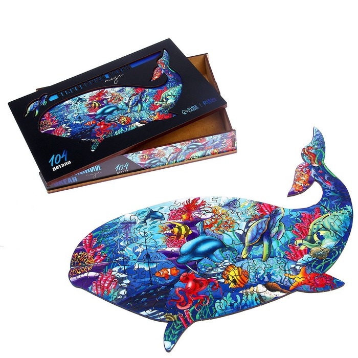 Пазл деревянный фигурный «Кит», 104 элементов Пазл деревянный фигурный «Кит», 104 элементов