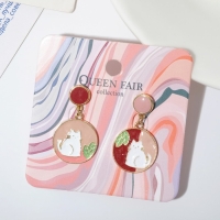 Серьги эмаль &laquo;Кошка&raquo; в кругах, цветные в золоте