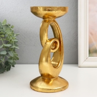 Подсвеник полистоун на 1 свечу "Петля" золото 10,5х10,5х20,5 см