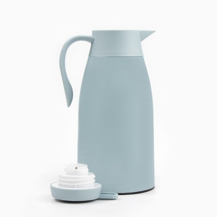 Термос-кофейник, 1.5 л, сохраняет тепло 24 ч, с термометром, стеклянная колба, серый