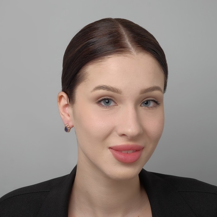 Серьги со стразами «Эдель» капля, цвет тёмно-синий в золоте Серьги со стразами «Эдель» капля, цвет тёмно-синий в золоте