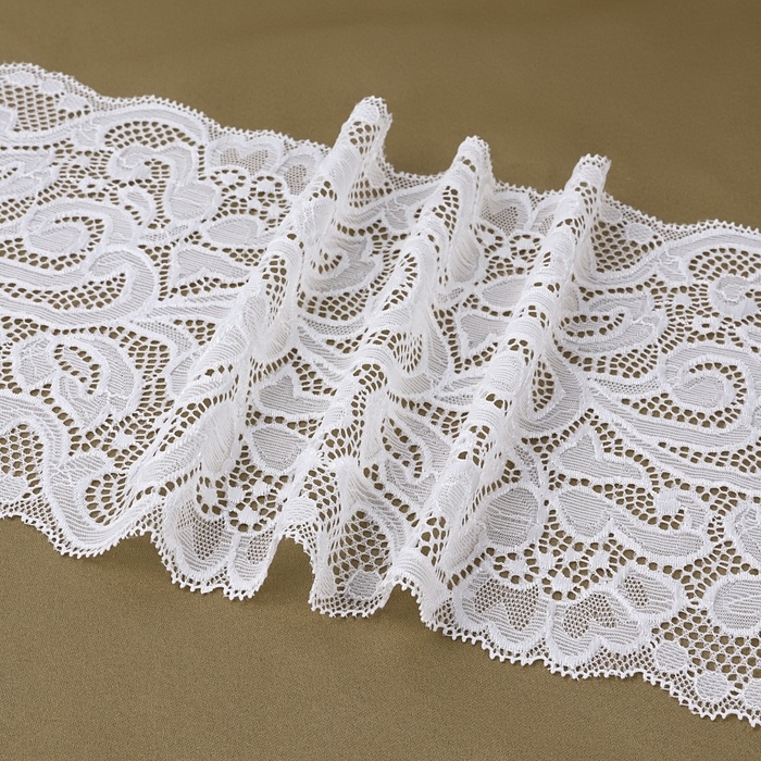 Кружевная эластичная ткань, 175 мм &times; 2,7 &plusmn; 0,5 м, цвет белый