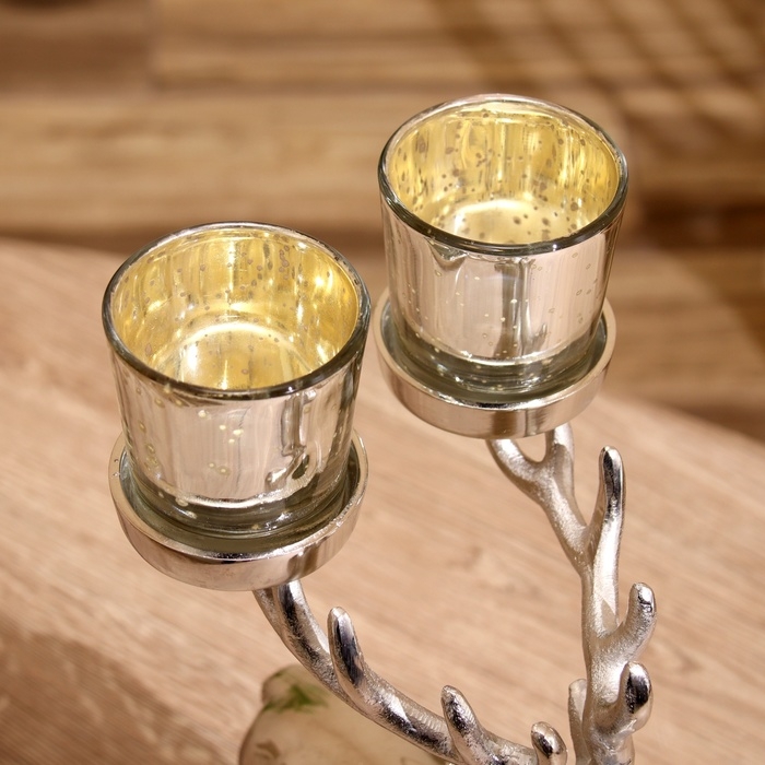 Подсвечник на 2 свечи "Олень" алюминий 15х18х31 см