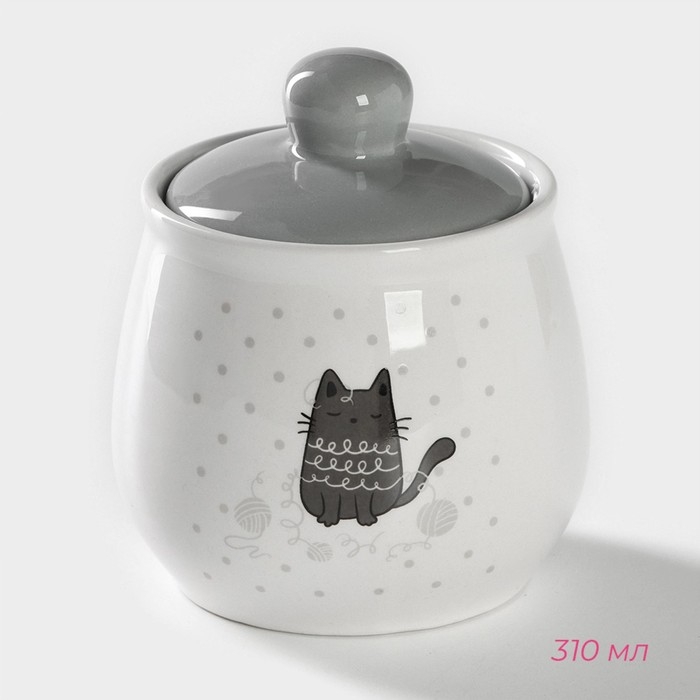 Набор сервировочный Доляна &laquo;Уютные коты&raquo;, 2 предмета: молочник 270 мл, сахарница 310 мл