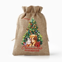 Мешок подарочный с термонаклейкой «Счастливых мгновений», 16 х 24 см , Новый год Мешок подарочный с термонаклейкой «Счастливых мгновений», 16 х 24 см , Новый год