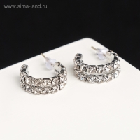Серьги со стразами &laquo;Античность&raquo; двойная, цвет белый в серебре