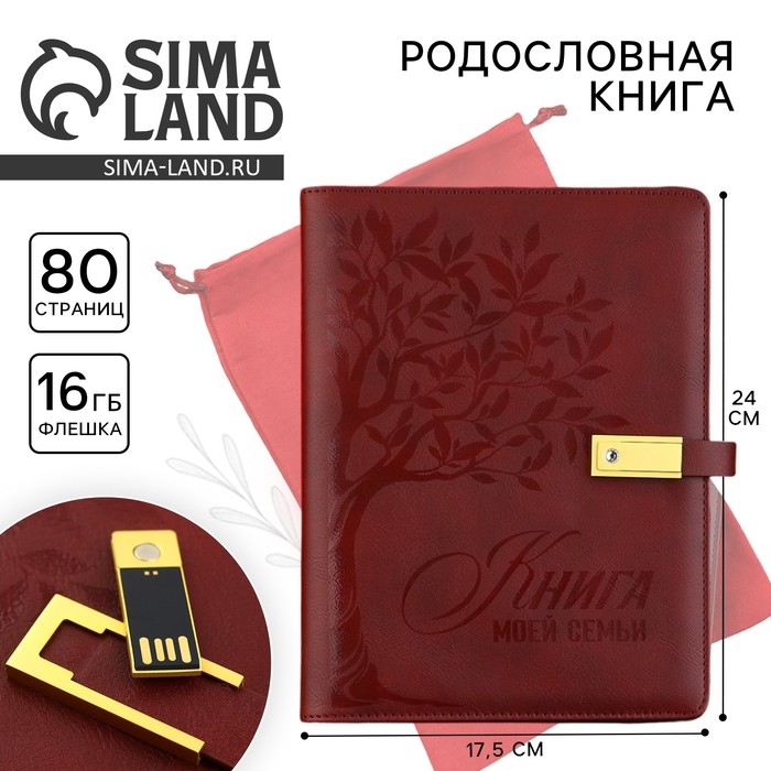 Родословная книга со встроенной флешкой 16 Gb &laquo;Книга всей семьи&raquo;, 17,5 х 23 см.
