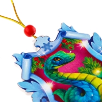 Ёлочная игрушка - подвеска деревянная &laquo;Новый год! Змея в снежинке&raquo;, символ года 2025