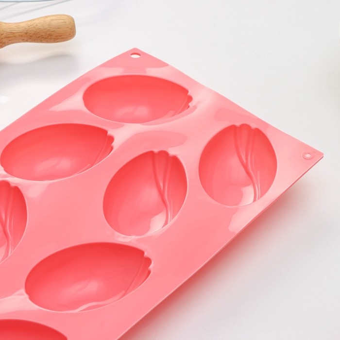 Форма для выпечки Доляна &laquo;Тюльпаны&raquo;, силикон, 8 ячеек, 30&times;17,5&times;3 см, цвет розовый