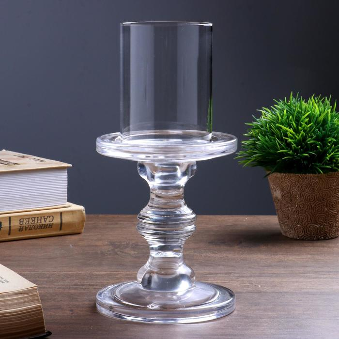 Подсвечник стекло на 1 свечу Подсвечник стекло на 1 свечу "Честность" прозрачный 22х11х11 см