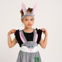 Карнавальный костюм &laquo;Зайка серая с мордочкой&raquo;, плюш, р. 30, рост 110-116 см