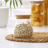 Банка стеклянная для сыпучих продуктов с бамбуковой крышкой &laquo;Бамбук&raquo;, 650 мл, 11&times;12 см