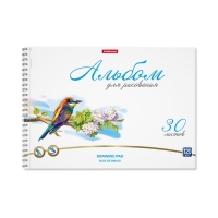 Альбом для рисования А4, 30 листов, блок 120 г/м², на спирали, Erich Krause "Birds", 100% белизна, перфорация на отрыв, твердая подложка Альбом для рисования А4, 30 листов, блок 120 г/м², на спирали, Erich Krause "Birds", 100% белизна, перфорация на отрыв, твердая подложка