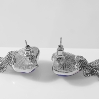 Серьги ассорти &laquo;Сердце&raquo; с цепочками, цвет синий в серебре