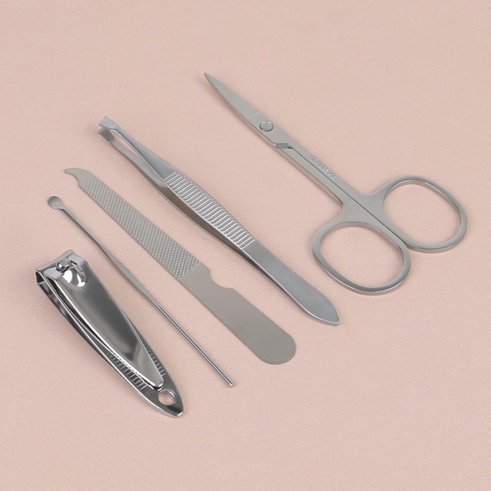 Набор маникюрный, 5 предметов, в чехле, цвет чёрный Набор маникюрный, 5 предметов, в чехле, цвет чёрный