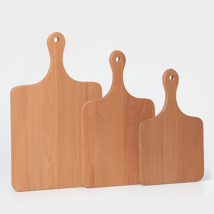 Нaбор досок разделочных нa подстaвке Adelica, 3 шт: 30&times;19 см, 35&times;21 см, 40&times;25 см, мaссив букa