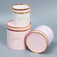 Набор шляпных коробок 3 в 1, упаковка подарочная, &laquo;Мрамор&raquo;, 13 х 13 - 18 х 18 см