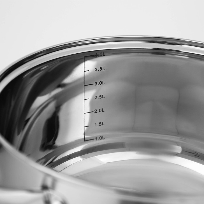 Набор посуды из нержавеющей стали Доляна &laquo;Гретте&raquo;, 3 предмета: сотейник 1,5 л, d=16 см, кастрюли 2 л, 4 л, d=18 см, d=22 см, крышки