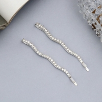 Невидимка для волос "Вивьен" (набор 2 шт) волна, 5 см, серебро Невидимка для волос "Вивьен" (набор 2 шт) волна, 5 см, серебро