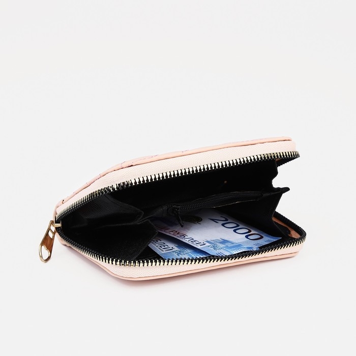 Кошелёк на молнии, цвет бежевый