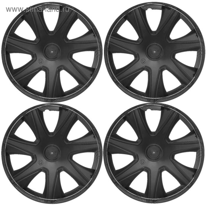 Колпаки колесные R16 Колпаки колесные R16 "ДЖОЙ ",серебристо-черный, карбон, набор 4 шт