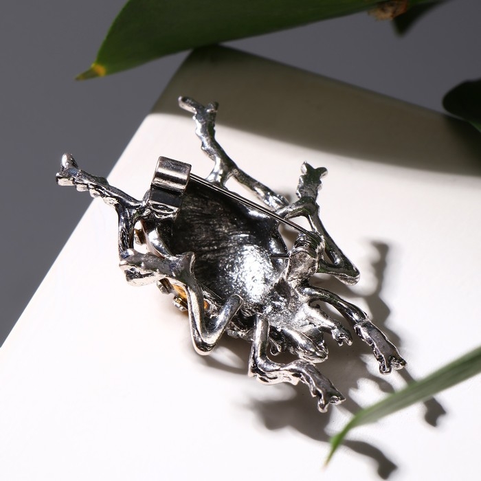 Брошь &laquo;Жук&raquo;, цветной в чернёном серебре