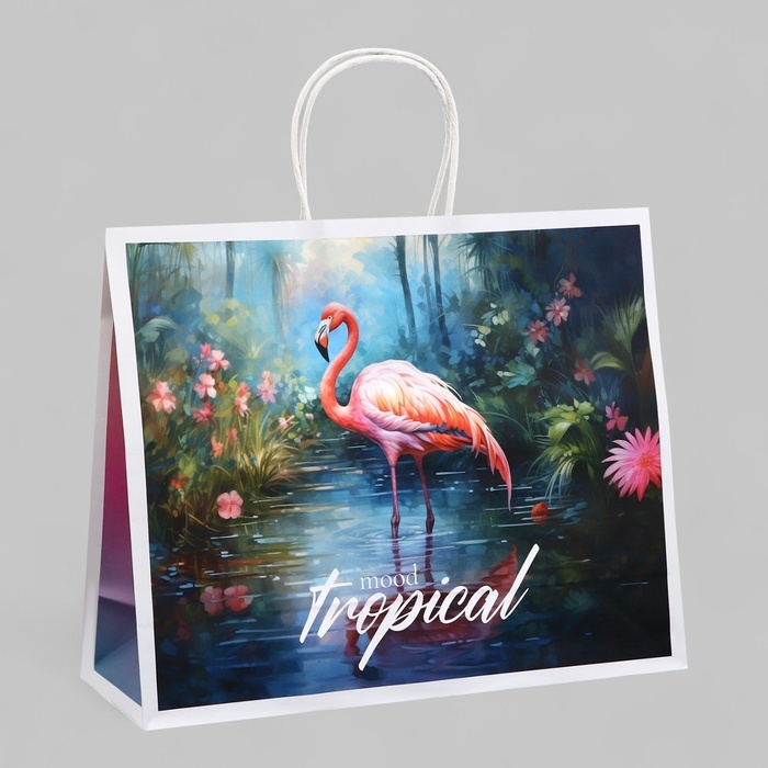 Пакет подарочный  "Тропическое настроение" 31,5 х 25 х 11,5 см, 120 г/м&sup2;