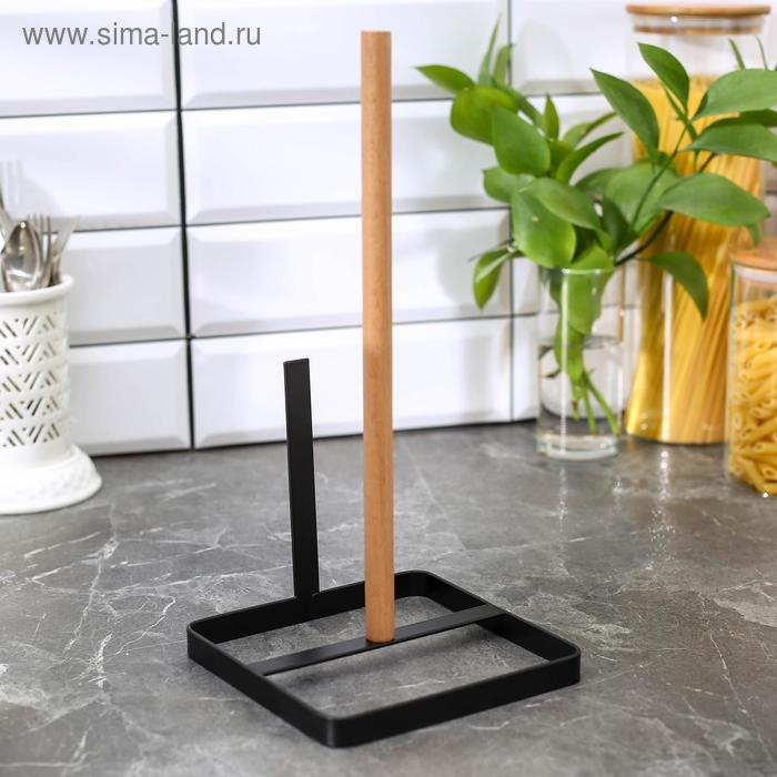 Держатель для бумажных полотенец Доляна, 30&times;15&times;15 см, цвет чёрный