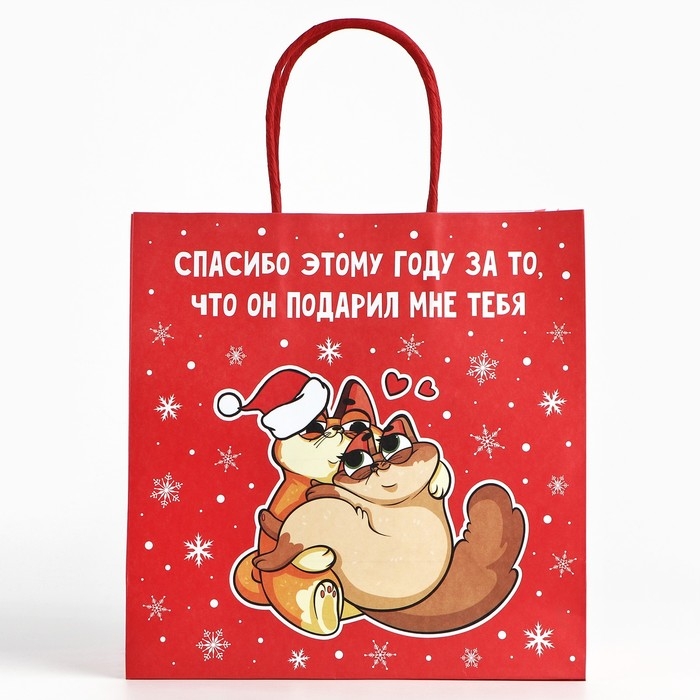 Пакет подарочный новогодний &laquo;Спасибо этому году&raquo;, 22 х 22 х 11 см
