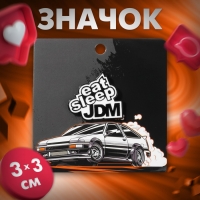 Значок &laquo;Япония&raquo; JDM, цвет чёрно-белый в чёрном металле