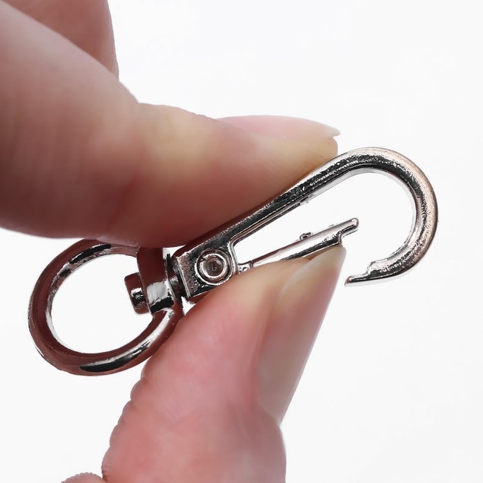 Карабин металлический, 45&times;15 мм / 10&times;2.2 мм, 5 шт., цвет серебряный