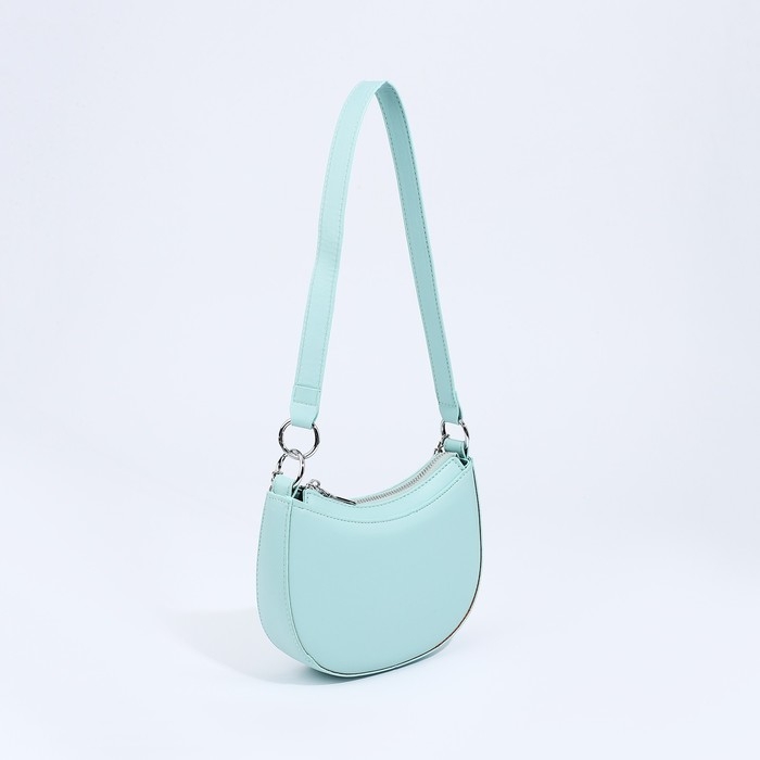 Сумка-багет на молнии, цвет голубой