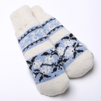 Варежки женские шерстяные &laquo;Весна&raquo;, цвет белый/голубой, размер 20-22