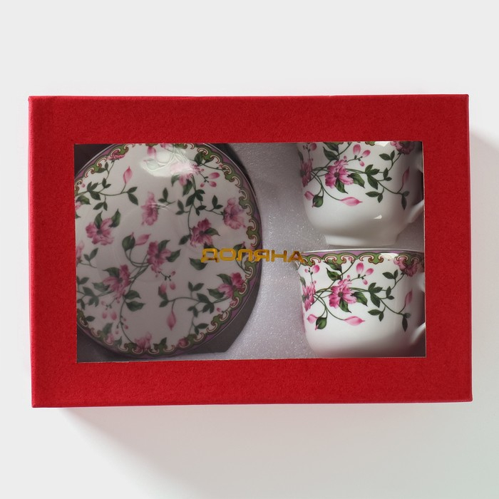 Сервиз фарфоровый чайный Доляна &laquo;Бланко&raquo;, 4 предмета: 2 чашки 220 мл, 2 блюдца d=14,2 см, цвет белый