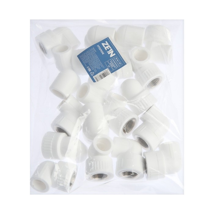 Уголок ZEIN, полипропиленовый, 90&deg;, внутренняя резьба, d=20 мм х 1/2"