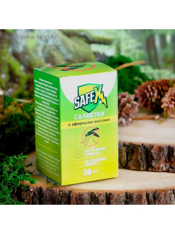 Влажная салфетка от комаров на натуральных эфирных маслах, 10 шт