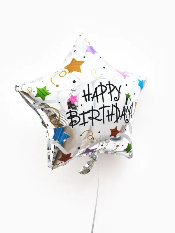 Воздушные шары фольгированные 18" звезда "С днем рождения, металлик" набор 5 штук