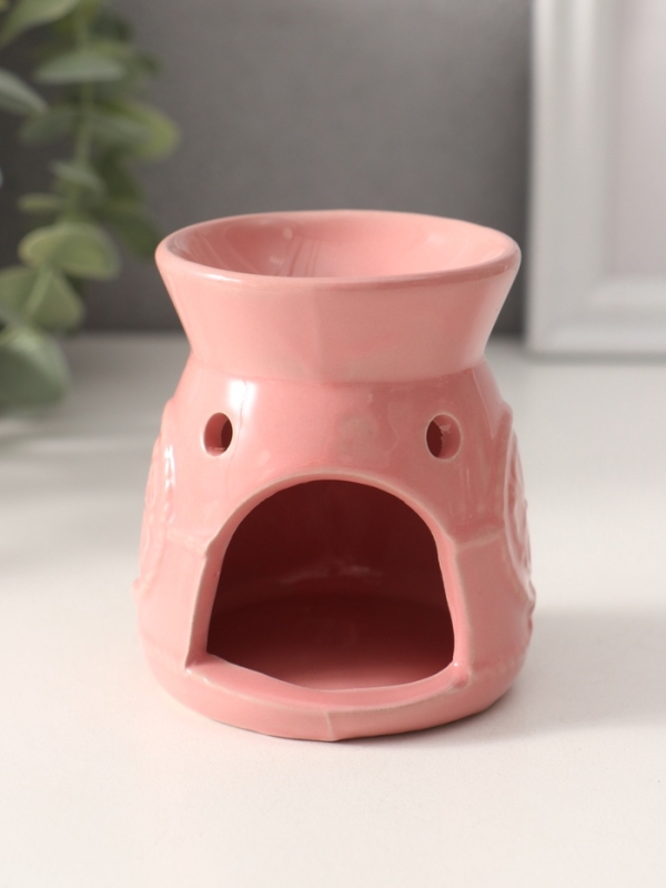 Аромалампа керамика "Долька-цветок" розовая 6,5х6,5х7,8 см