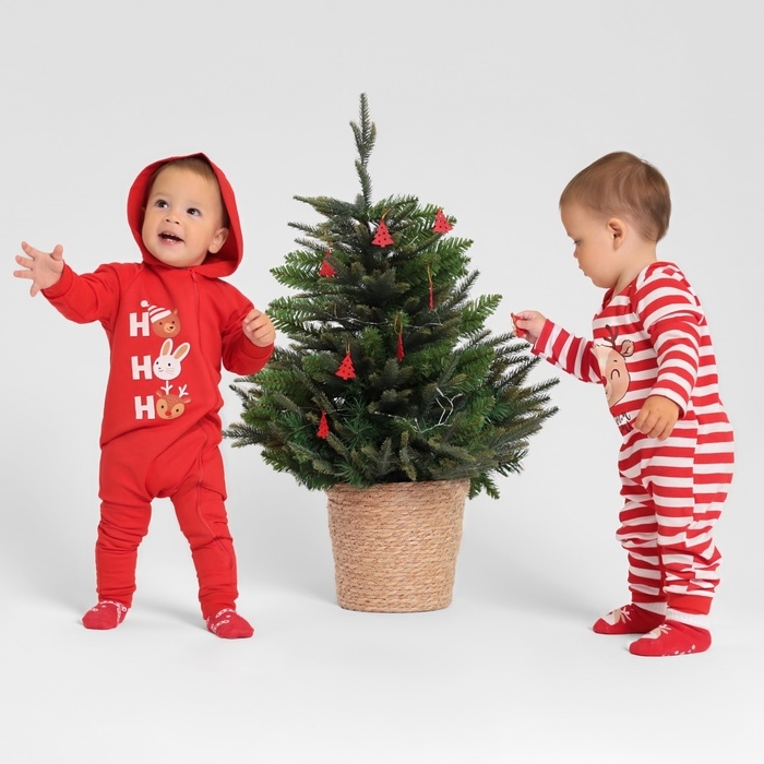 Комбинезон с капюшоном Крошка Я &laquo;Новогодние зверята&raquo;, рост 68-74 см, цвет красный