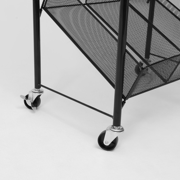 Стеллаж-накопитель разборный 4 этажа, 12 корзин, на колесах, 55&times;29&times;156 см, цвет чёрный