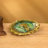 Подставка под благовония &laquo;Лягушка на кувшинке&raquo;, 9&times;10&times;1.5 см, керамика, зелёная