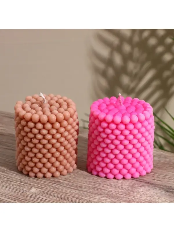 Свеча "Столб шарики" 6х6х7 см, соевый воск МИКС