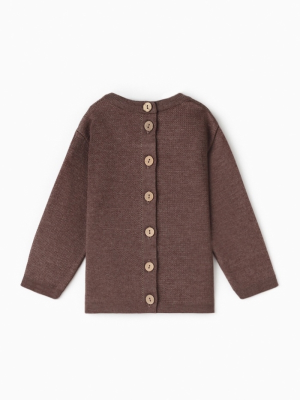 Джемпер вязаный новогодний Крошка Я "Новогодние игрушки" рост 80-86 см, цвет коричневый