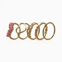 Набор колец 5 шт "Новый стиль" сердца,бесконечность, р-р МИКС, цвет бело-розовый в золоте