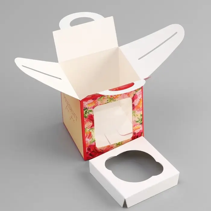 Коробка для 1 капкейка, &laquo;Презент&raquo;, 9.2&times;9.2&times;11.1 см