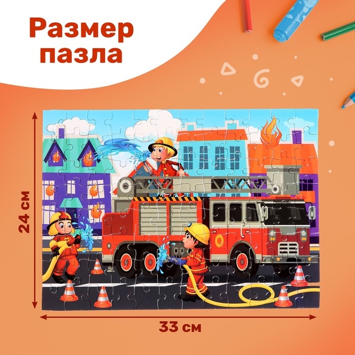 Пазл в тубусе «Пожарные», 96 деталей Пазл в тубусе «Пожарные», 96 деталей